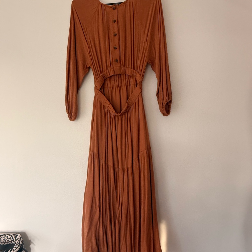 Astr Rust Long Sleeve Dress
